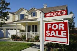 Foreclosure home for sale sign